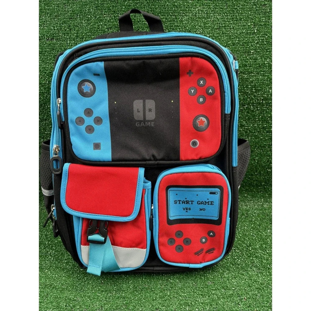 Gamer Backpack Pencil Pouch Soft Lunch Box 3 Piece Set Black Red Blue New